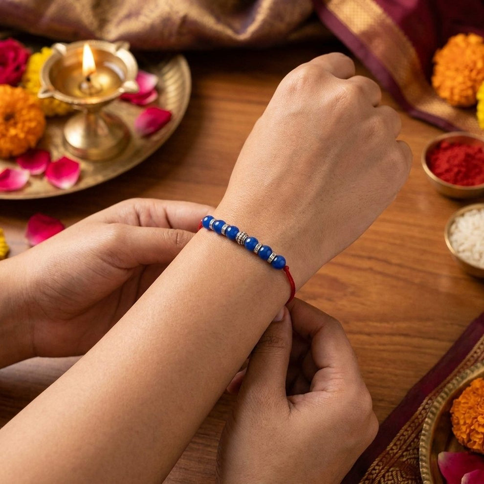 Neel Ratna Rakhi worn on wrist