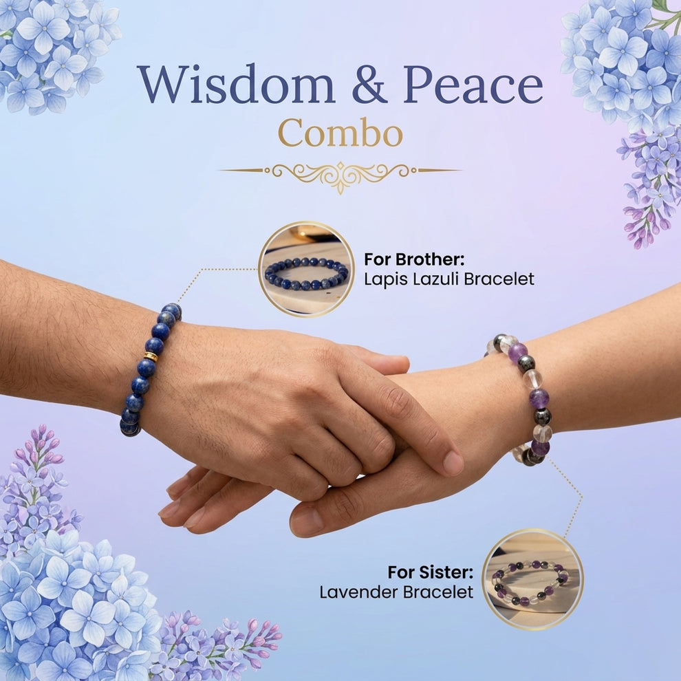 Lapis Lazuli & Lavender Rakhi Combo