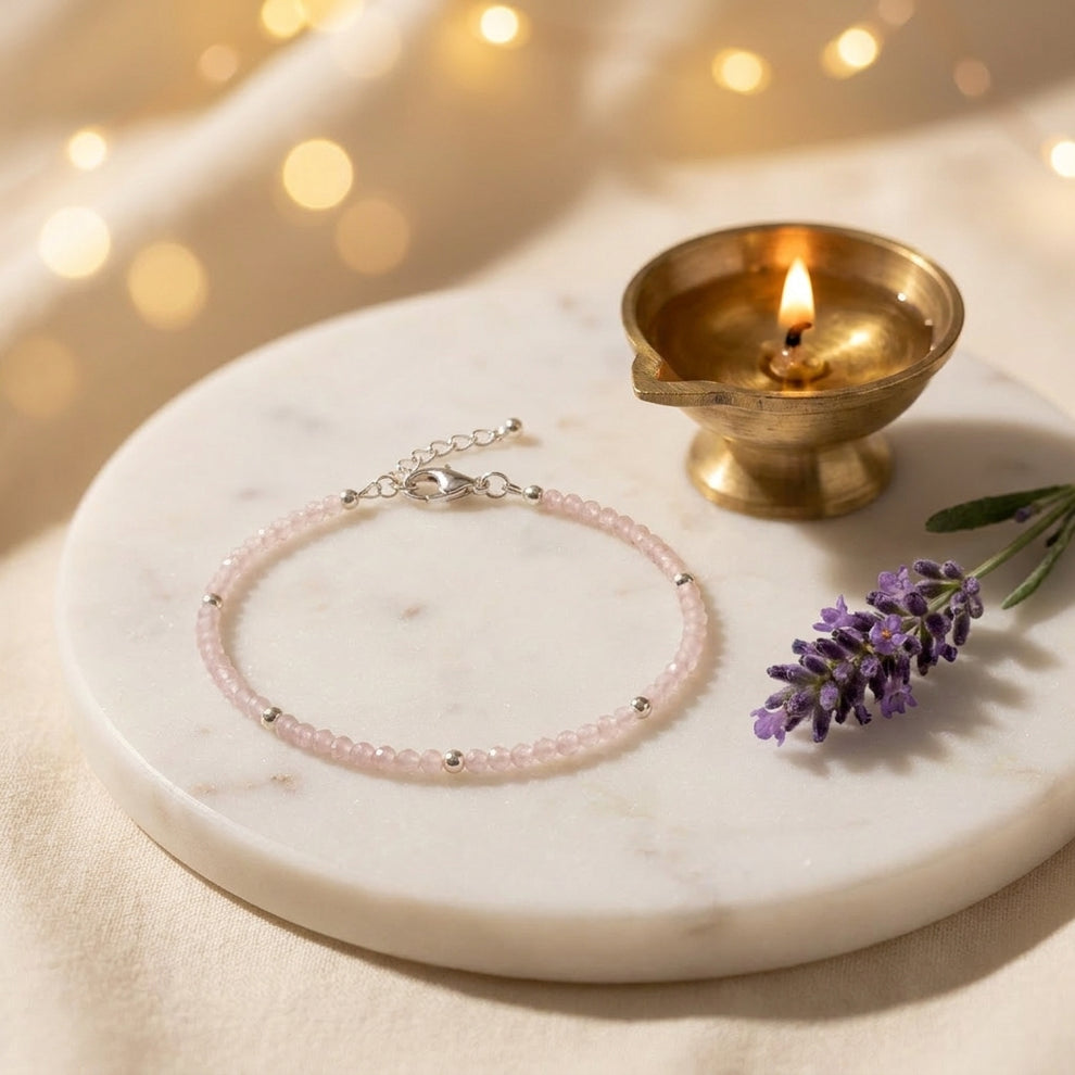 Love Rose Quartz Anklet — For Sister