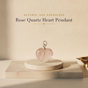 Aura Rose Quartz Heart Pendant (Natural & Energised)