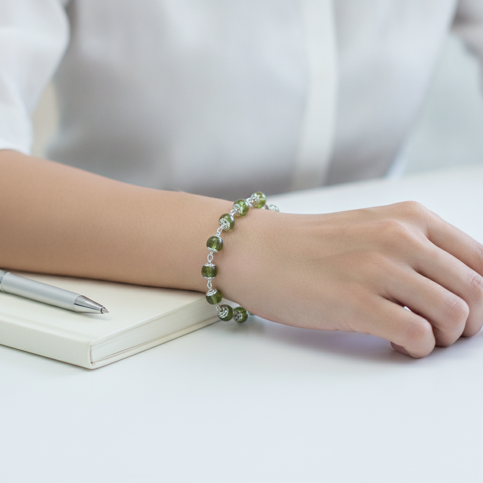 Silver Peridot Bracelet worn