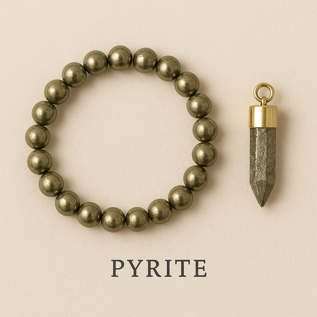 Pyrite Couple Combo (Pyrite Bracelet + Pyrite bullet Pendant)