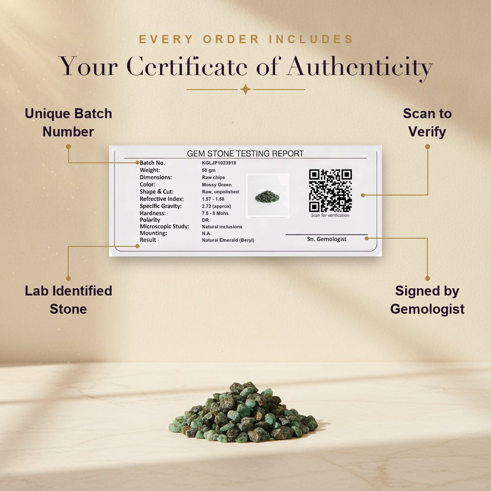 Jal Pravah Emerald - certificate of authenticity