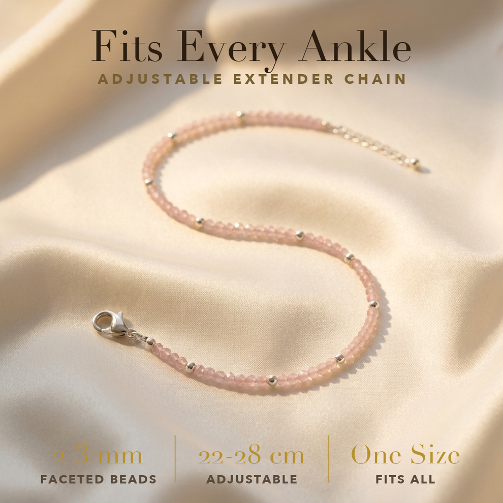 Love Rose Quartz Anklet size and fit