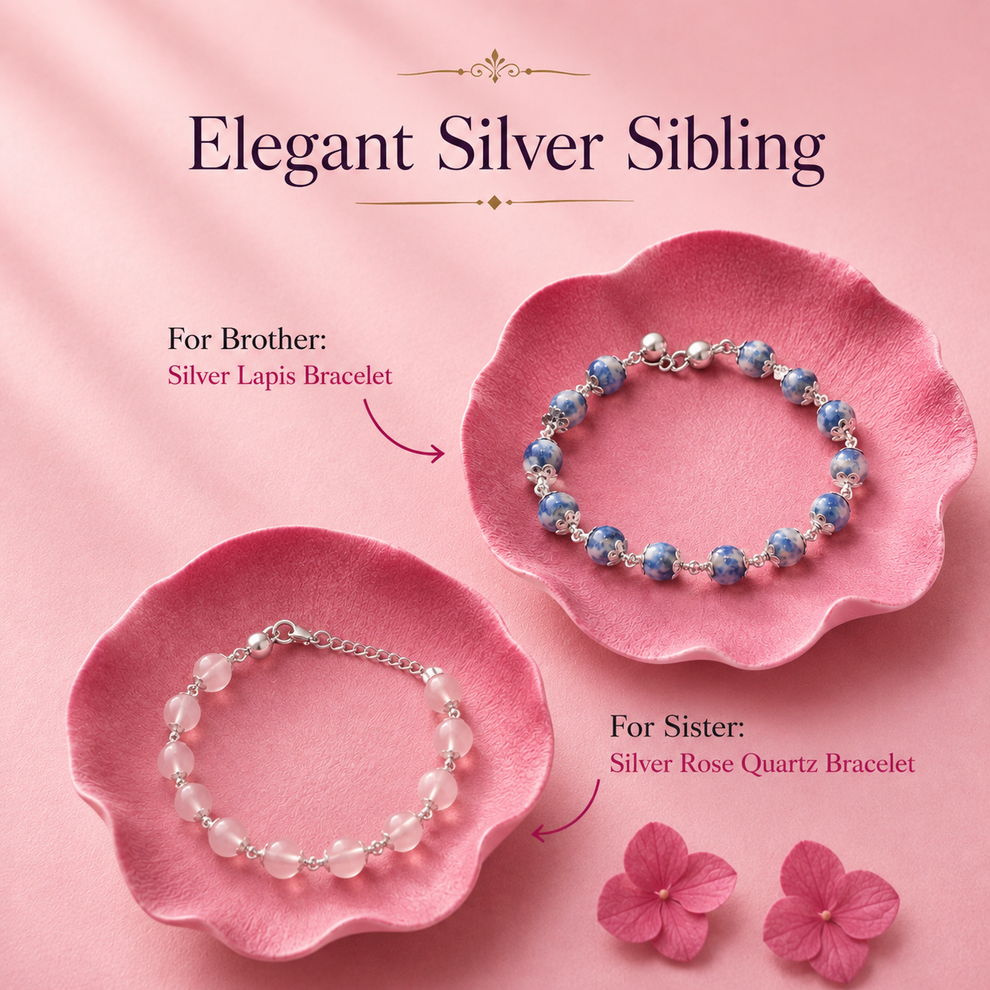 Elegant Silver Sibling Rakhi Combo