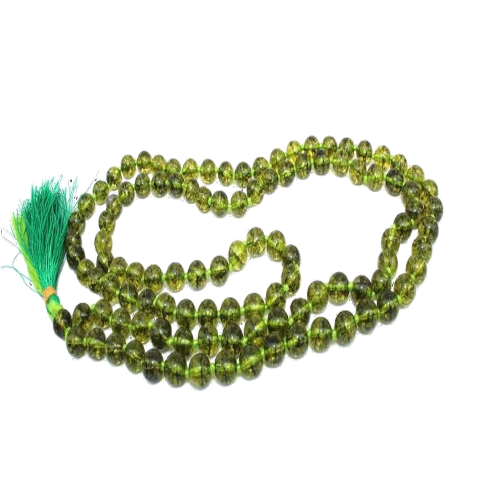 Aura Peridot Jap Mala (108 Beads, Energised)