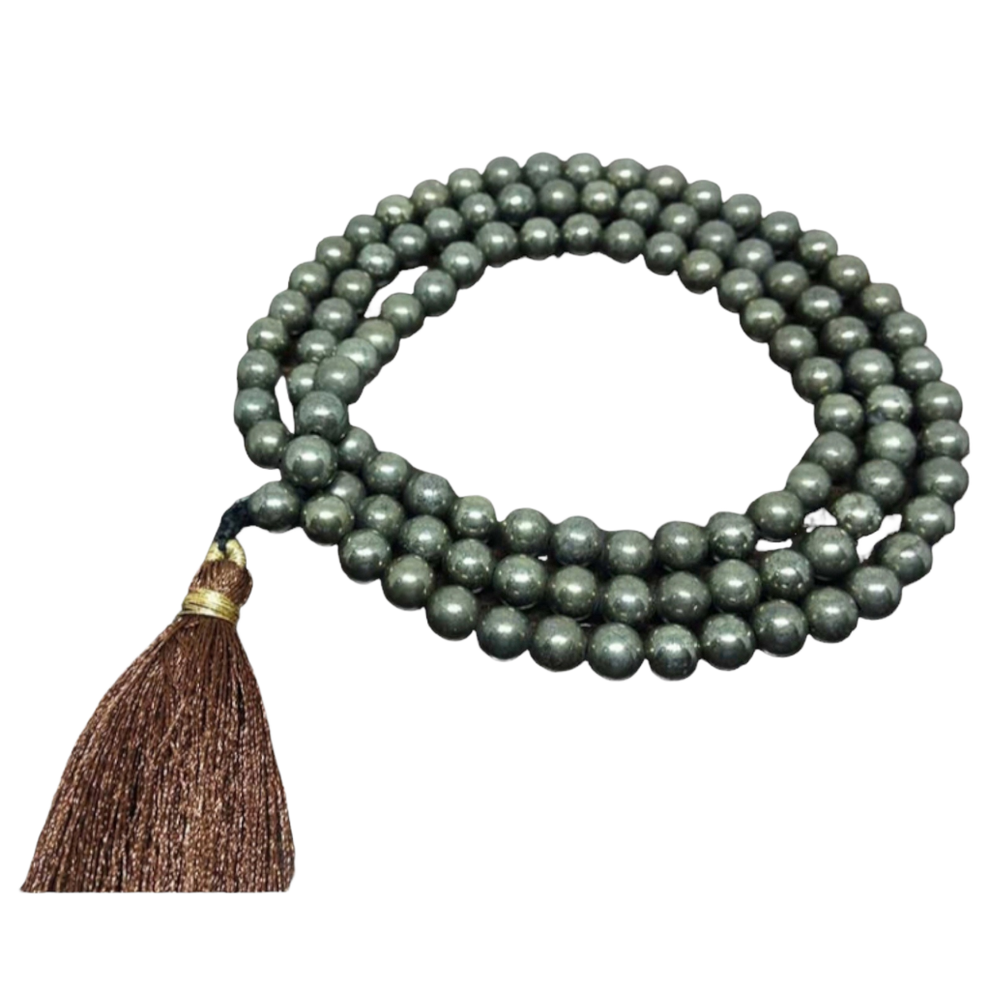 Aura Pyrite Jap Mala (108 Beads, Energised)