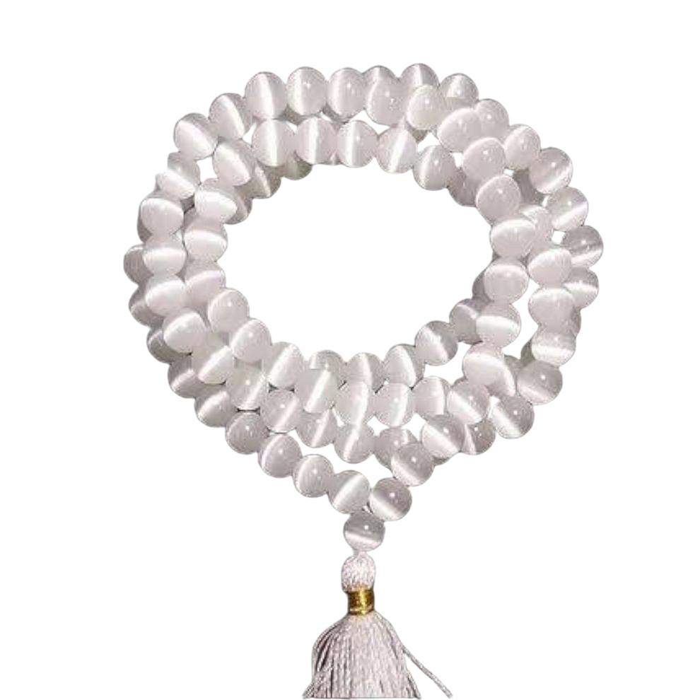Aura Selenite Jap Mala (108 Beads, Energised)