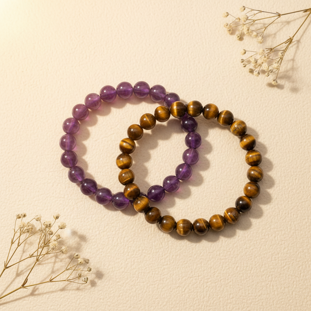 Aura Starter Duo (Amethyst + Tiger Eye Bracelet)