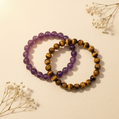 Aura Starter Duo (Amethyst + Tiger Eye Bracelet)