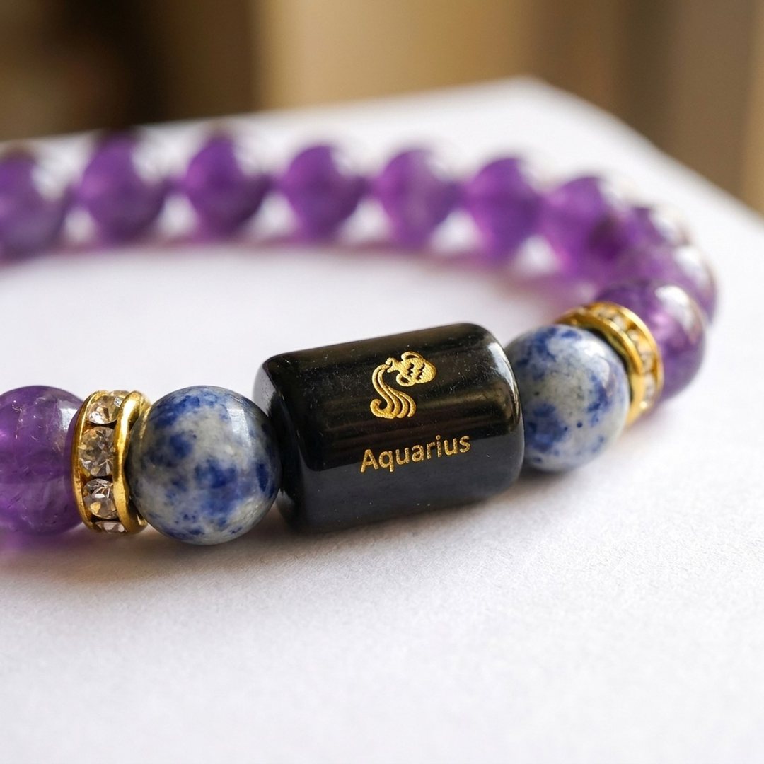 Aquarius Zodiac Bracelet charm detail