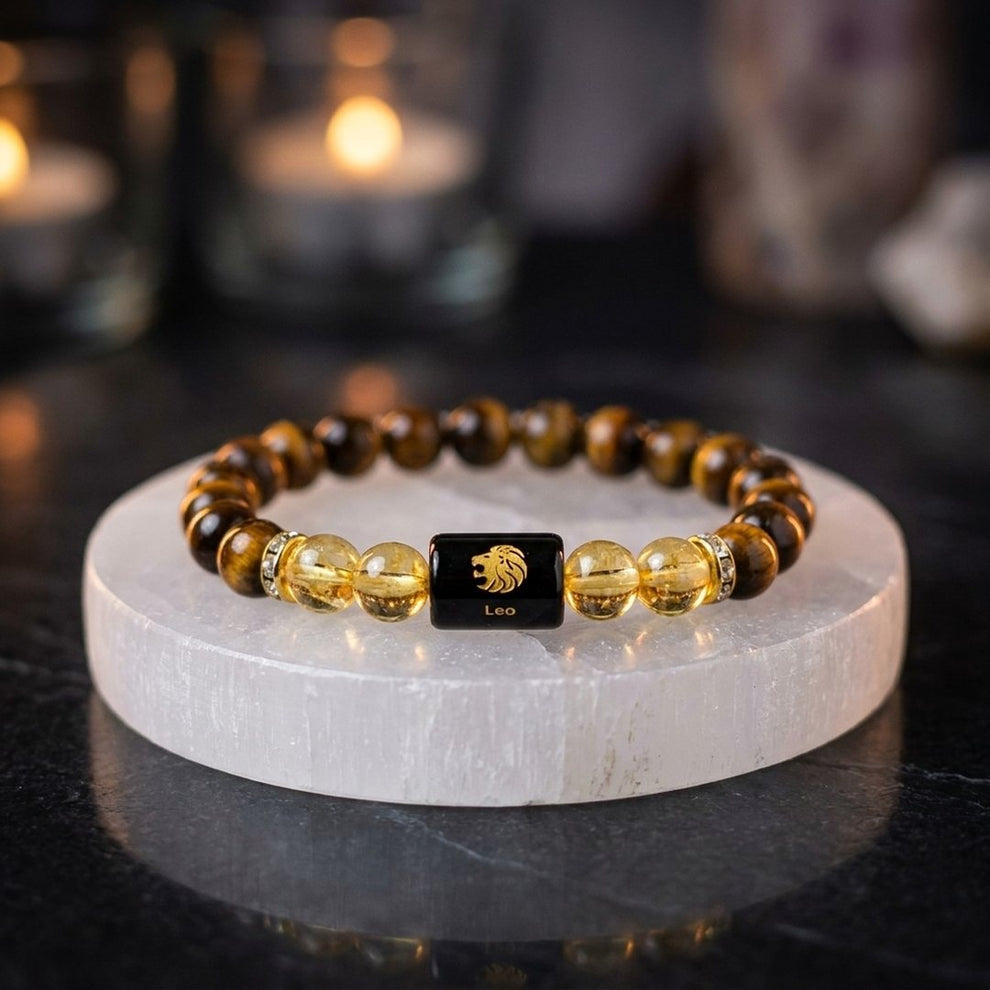 Leo Zodiac Bracelet on selenite plate