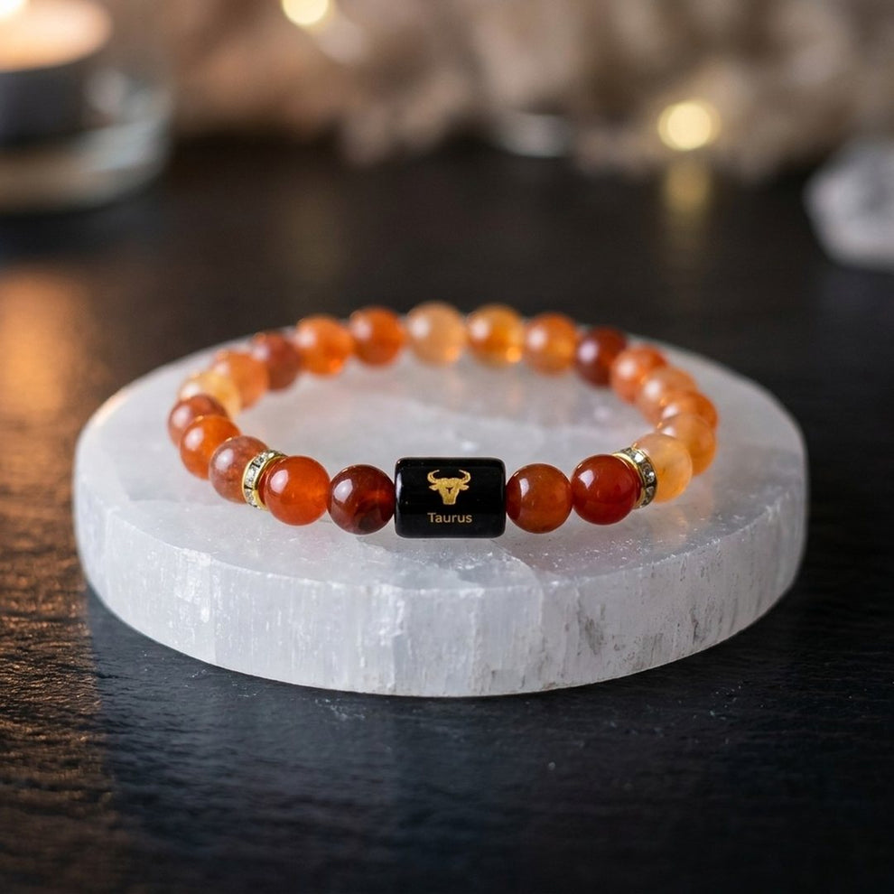Taurus Zodiac Bracelet on selenite plate