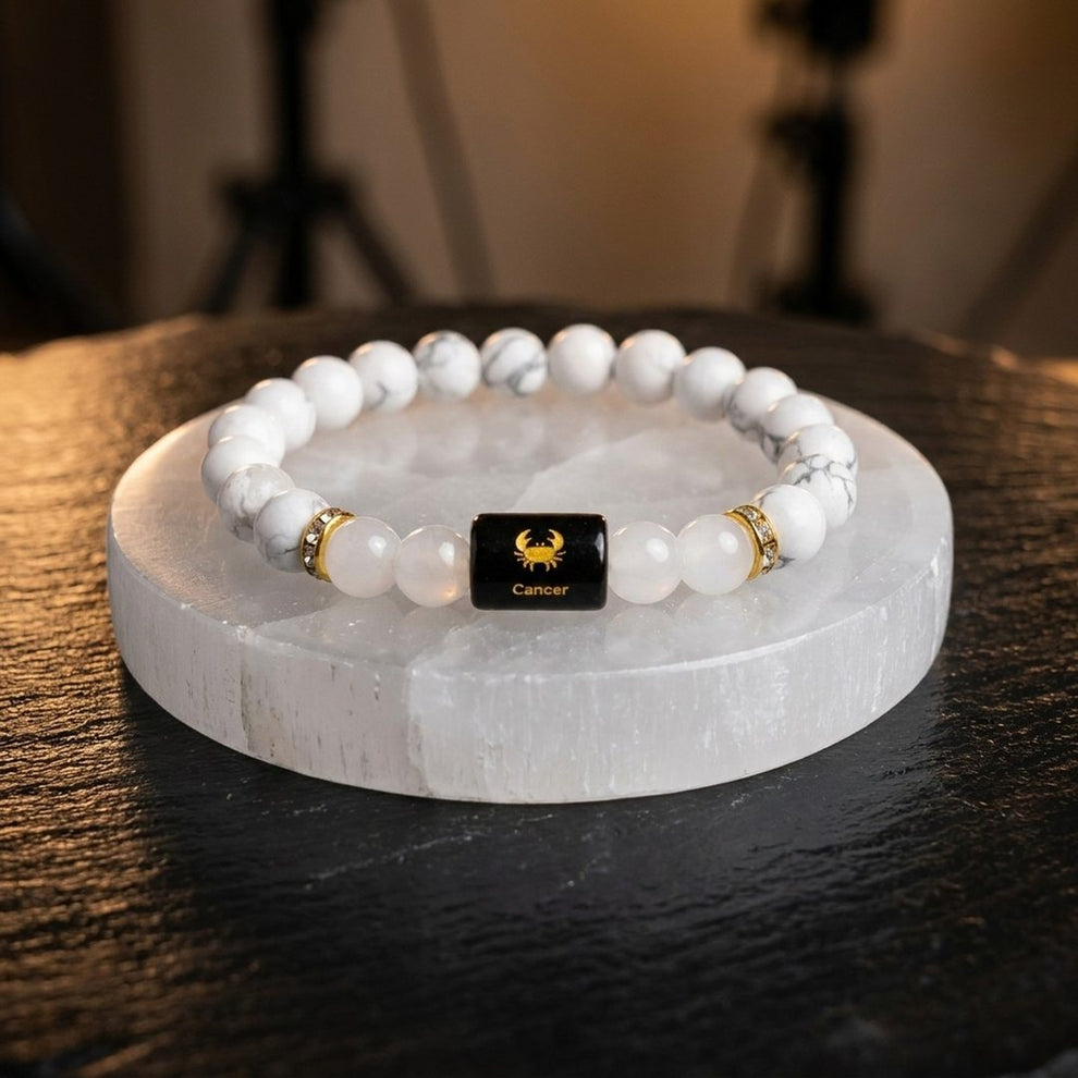 Cancer Zodiac Bracelet on selenite plate