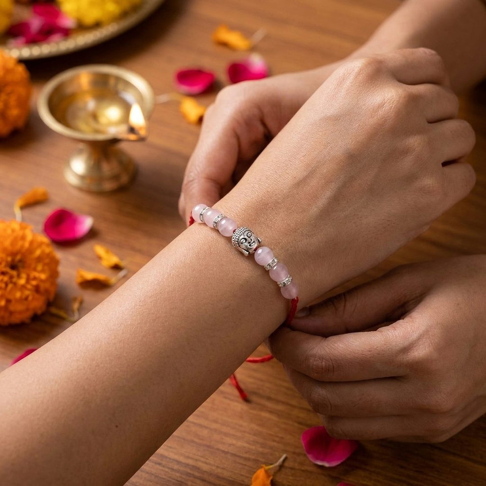 Buddha Prem Rakhi worn on wrist