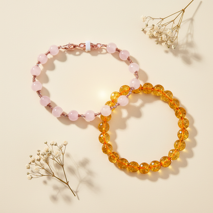 Love & Laxmi Combo (Rose Quartz Bracelet + Citrine Bracelet)