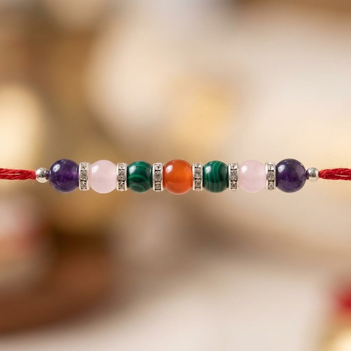 Navratna Rakhi natural stone detail