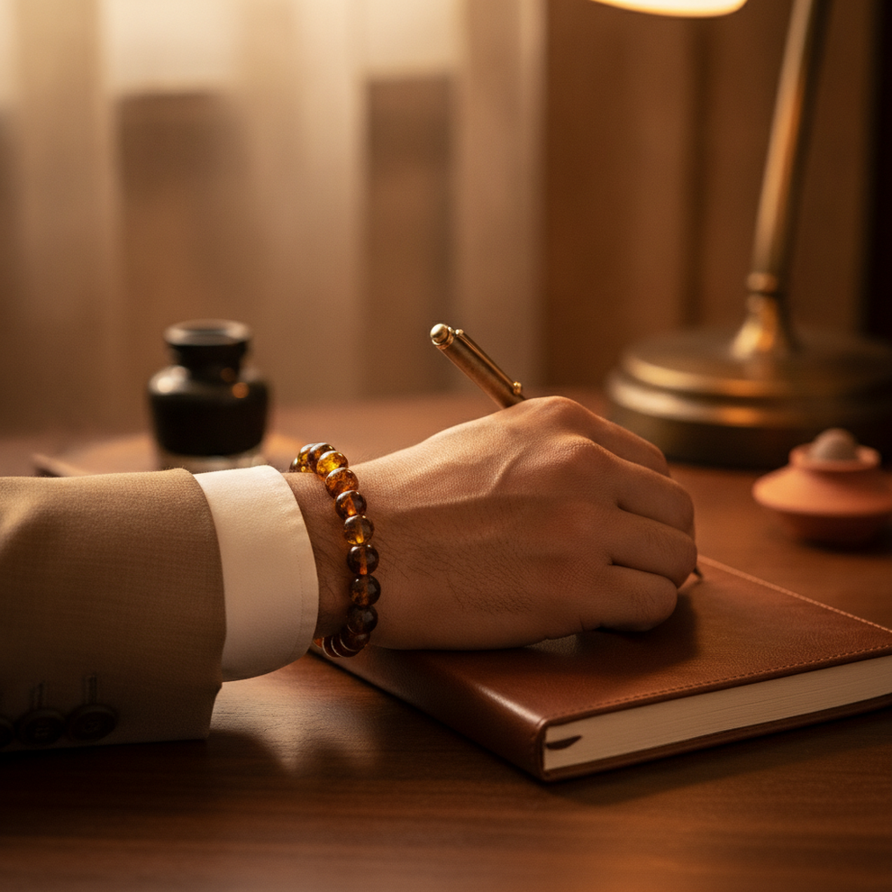 Amber Bracelet worn on wrist