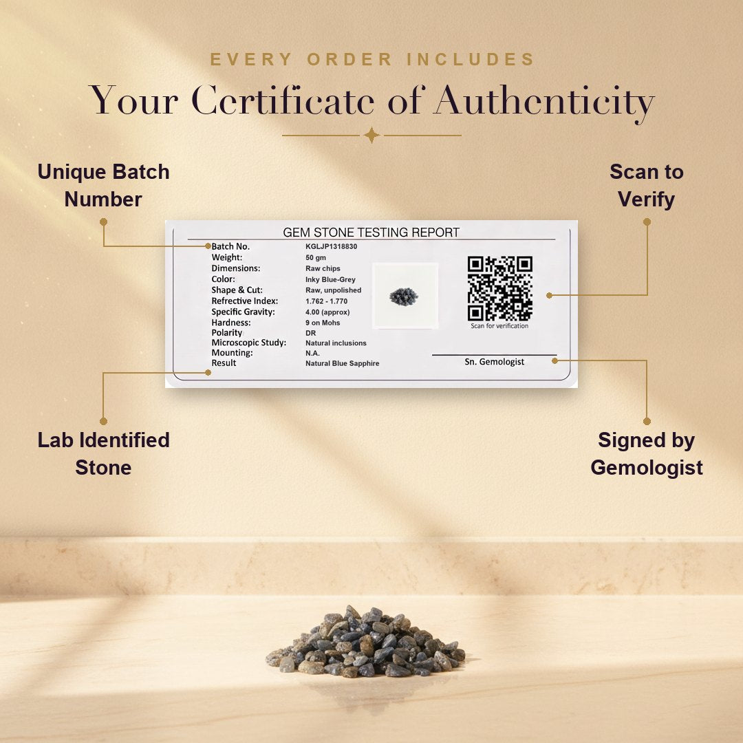 Jal Pravah Blue Sapphire - certificate of authenticity