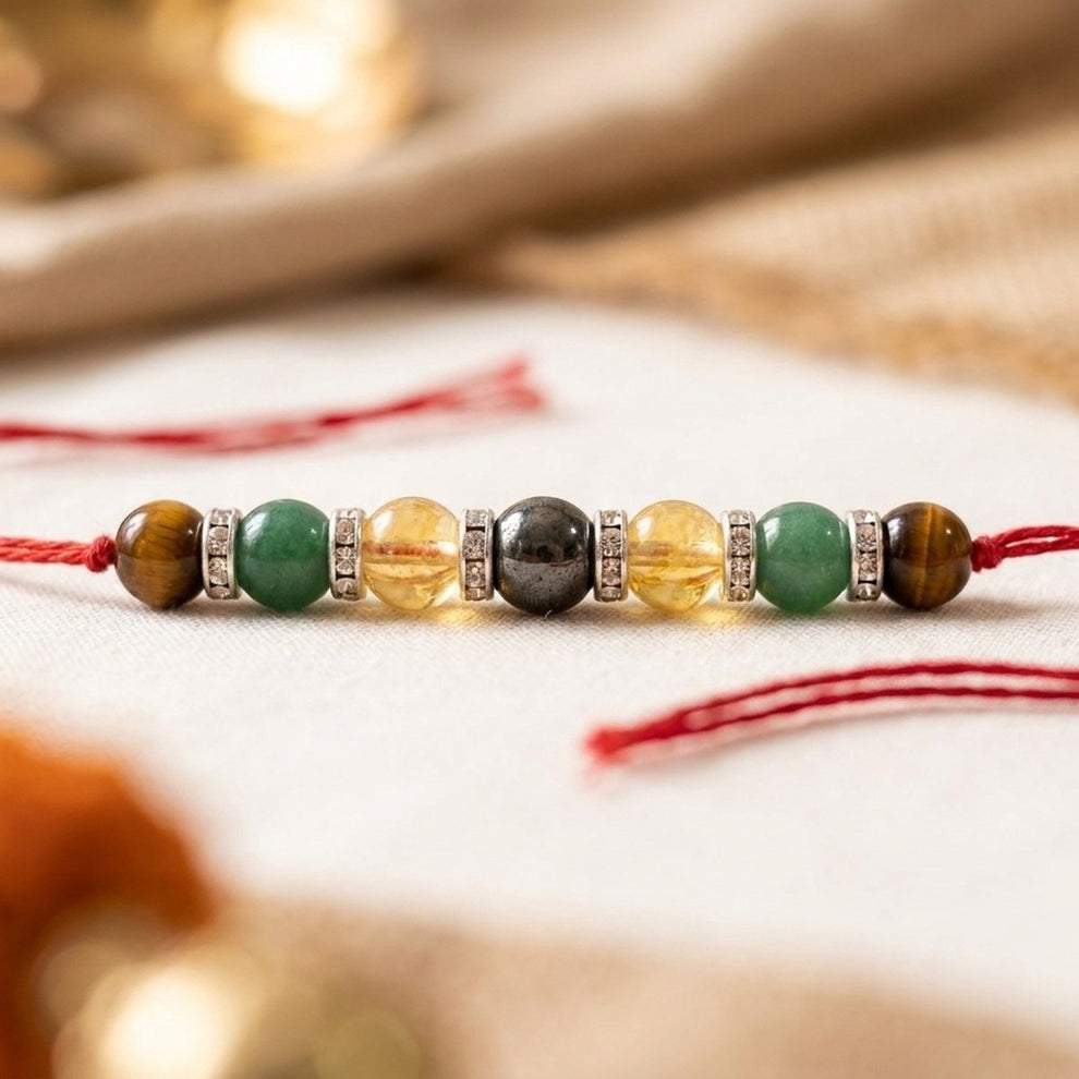 Prosperity Crystal Rakhi bead detail