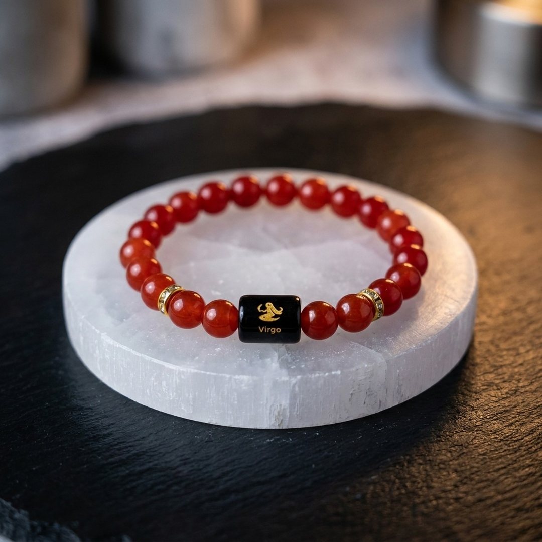 Virgo Zodiac Bracelet on selenite plate