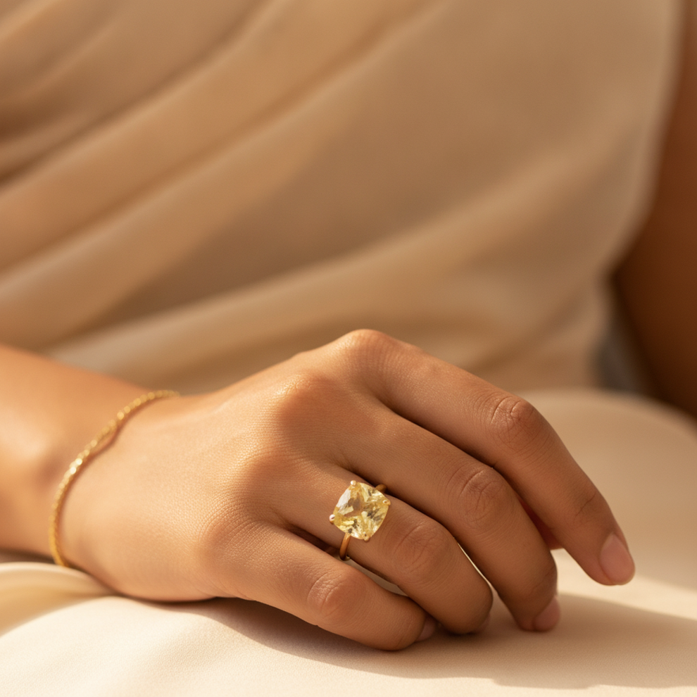 Yellow Sapphire (Pukhraj) — worn ring