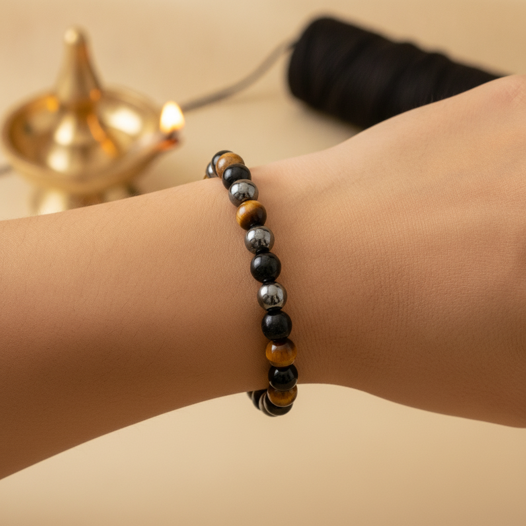 Triple Protection Bracelet in use