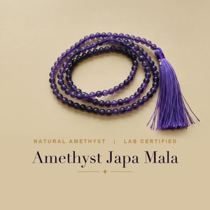 Aura Amethyst Jap Mala (108 Beads, Energised)