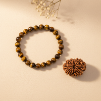 Money & Luck Power Combo (Tiger Eye Bracelet + 11 Mukhi Rudraksha)