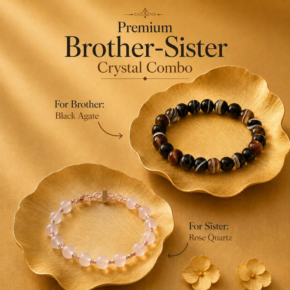 Premium Brother-Sister Crystal Rakhi Combo