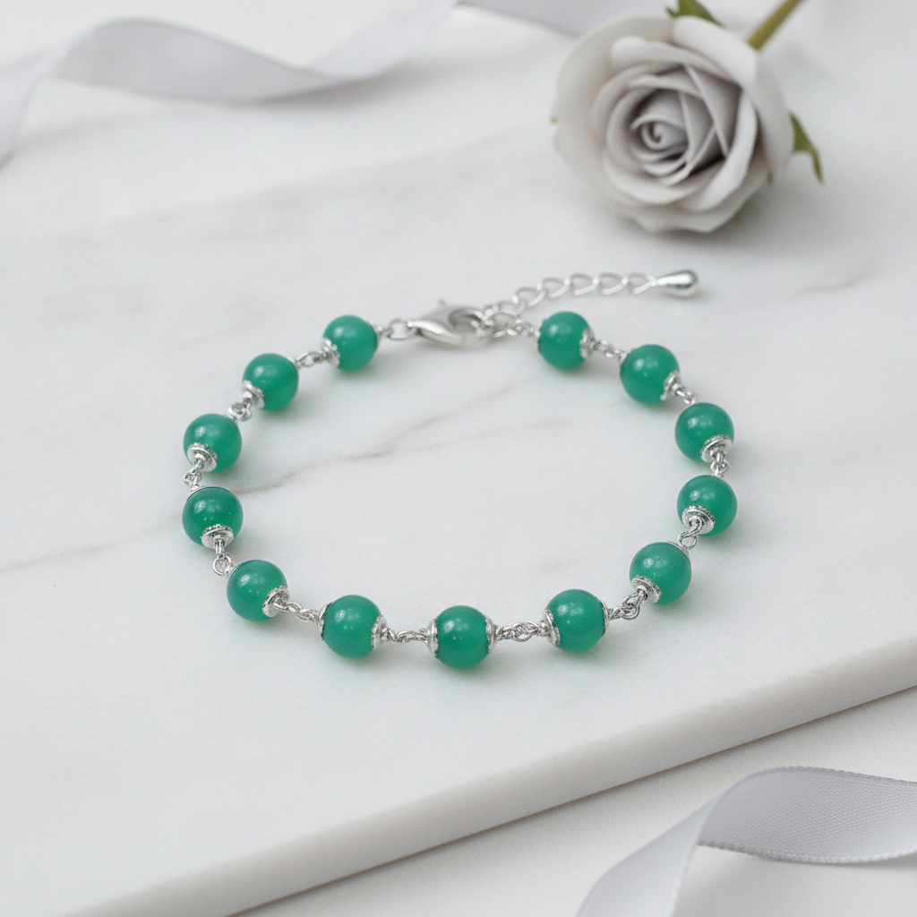 Silver Green Aventurine Bracelet — For Sister
