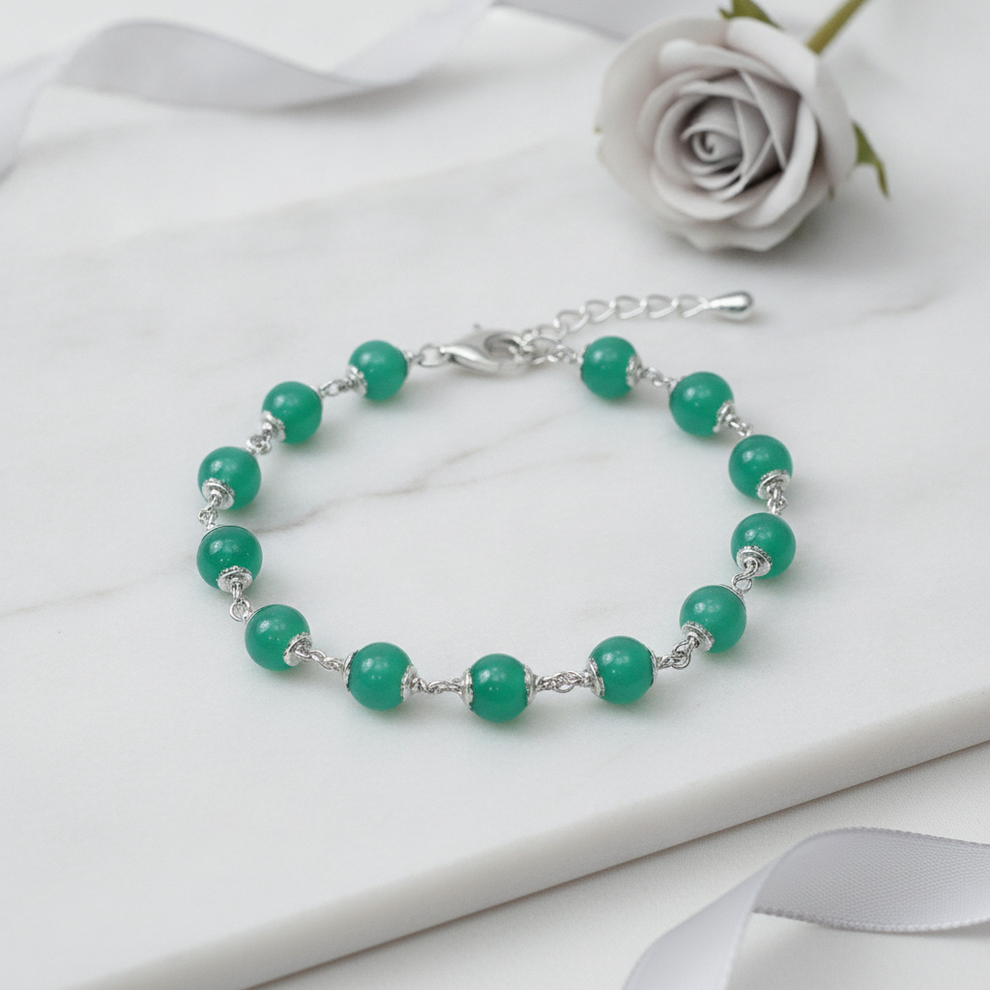 Silver Green Aventurine Bracelet — For Sister
