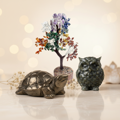 Griha Vastu Combo (Pyrite Turtle + Pyrite Owl + 7 Chakra Tree)