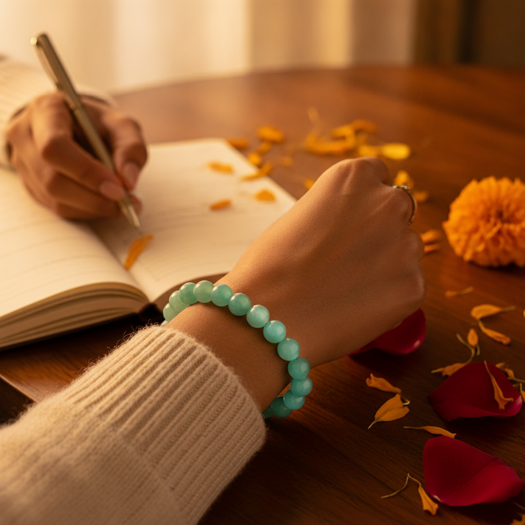 Amazonite Bracelet worn on wrist