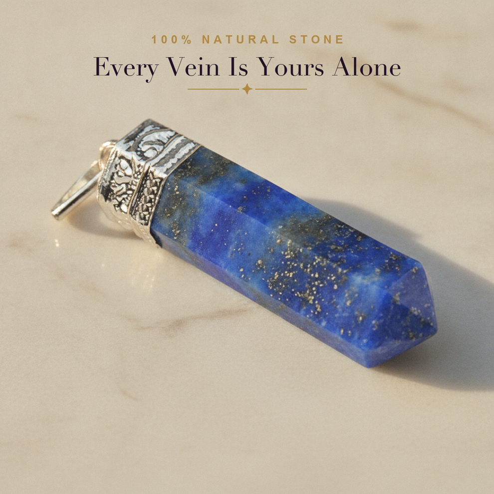 Lapis Lazuli Bullet Pendant — natural stone macro
