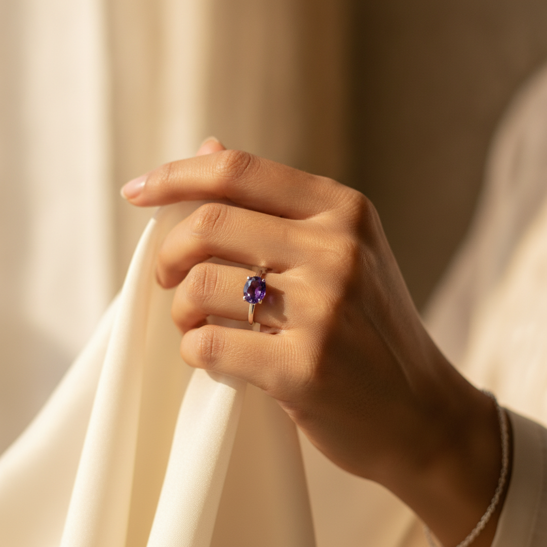 Amethyst (Jamunia) — worn ring