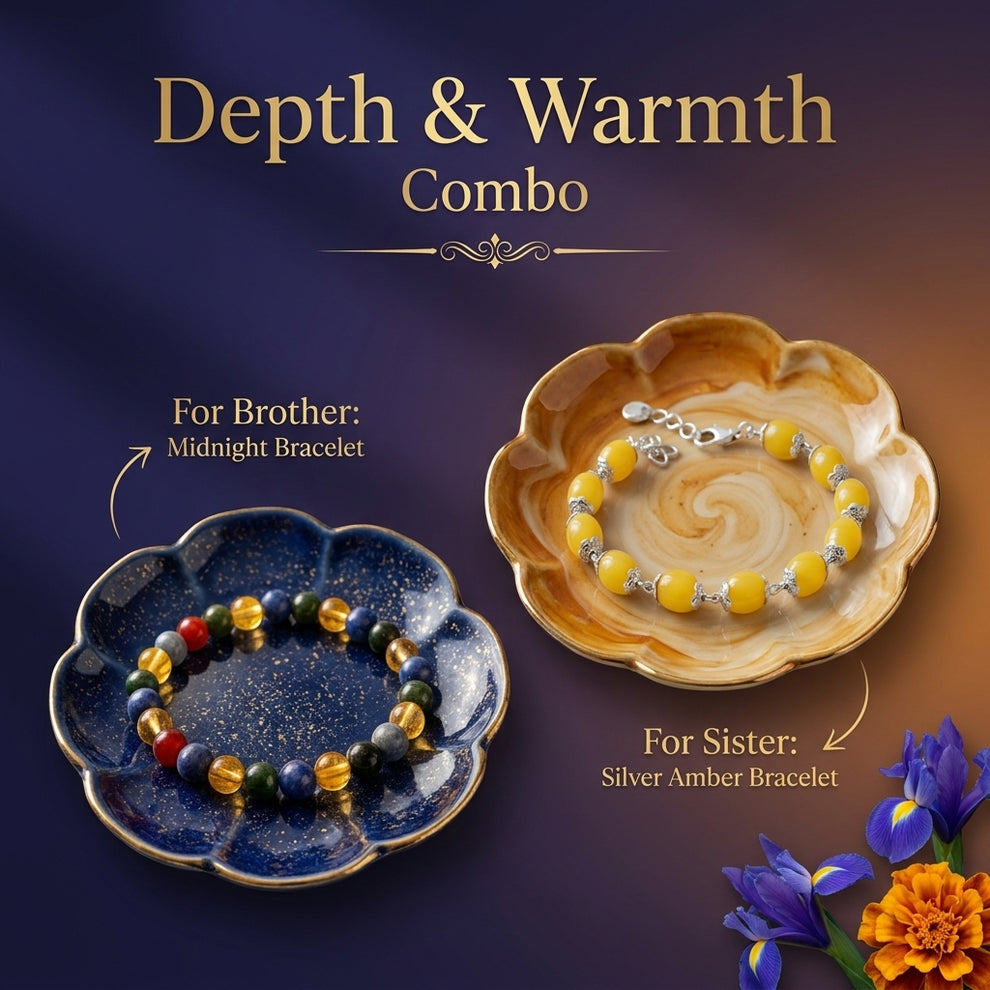 Midnight & Silver Amber Rakhi Combo