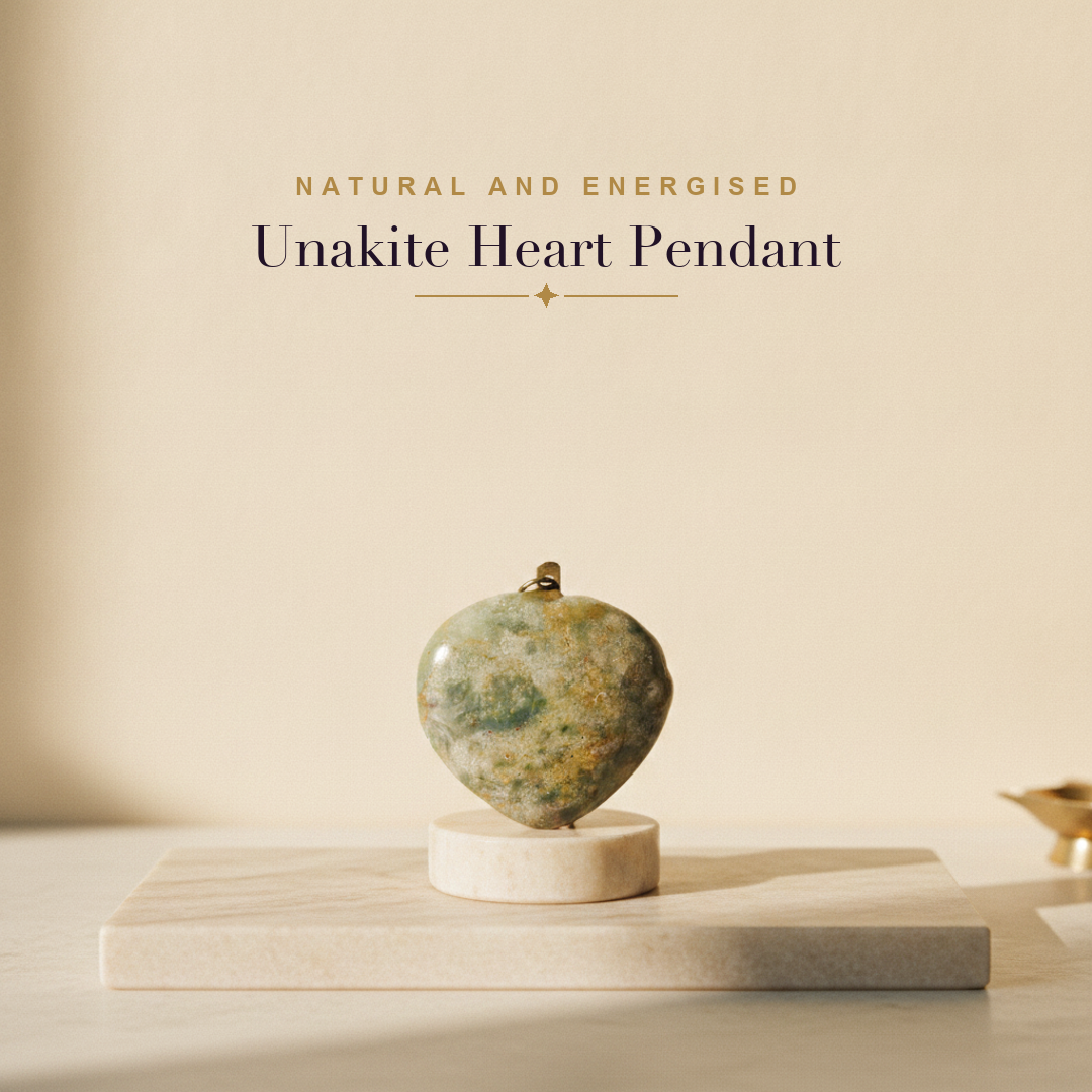 Unakite Heart Pendant — lifestyle hero