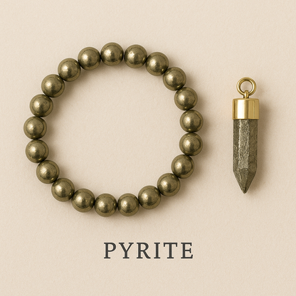 Pyrite Couple Combo (Pyrite Bracelet + Pyrite bullet Pendant)