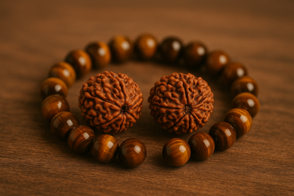 Raj Yog Combo (7 Mukhi Rudraksha + 11 Mukhi Rudraksha + Tiger Eye Bracelet)