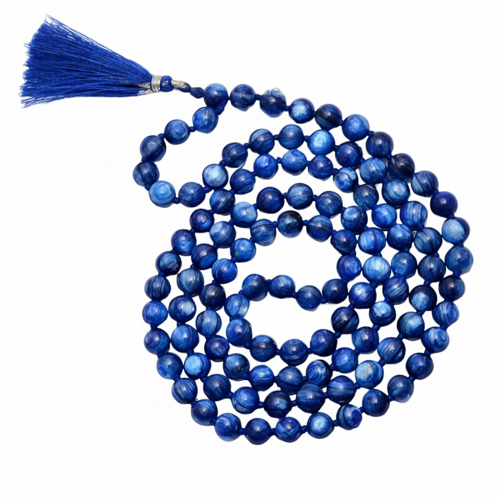 Aura Blue Kyanite Jap Mala (108 Beads, Energised)