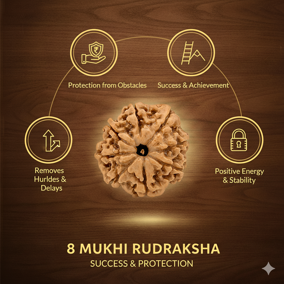 Original 8 Mukhi Rudraksha (Nepal Origin, Ganesha-Blessed)