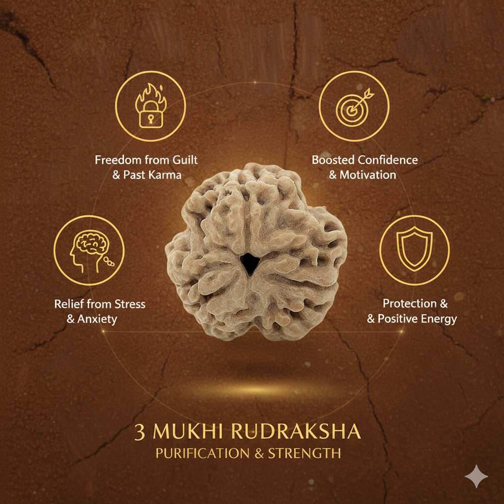 Original 3 Mukhi Rudraksha (Nepal Origin, Agni-Blessed)