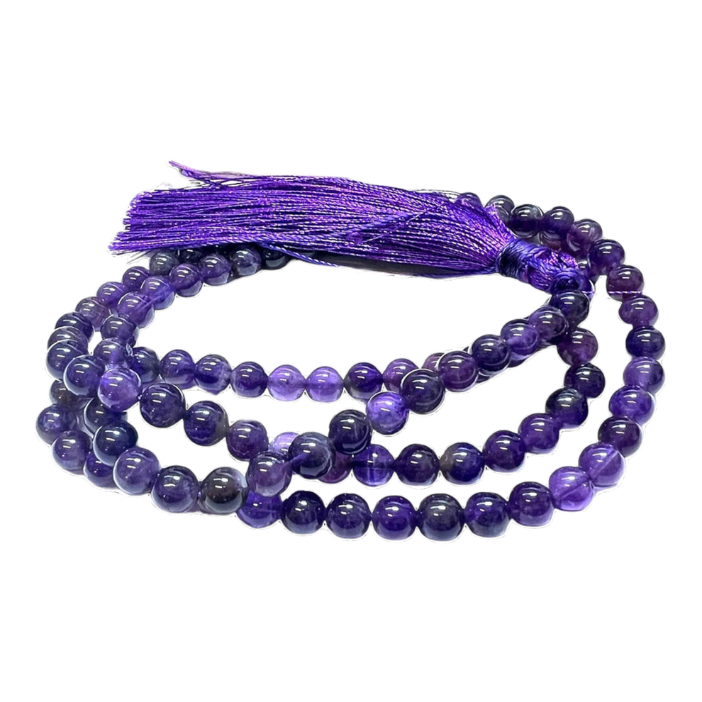 Aura Amethyst Jap Mala (108 Beads, Energised)