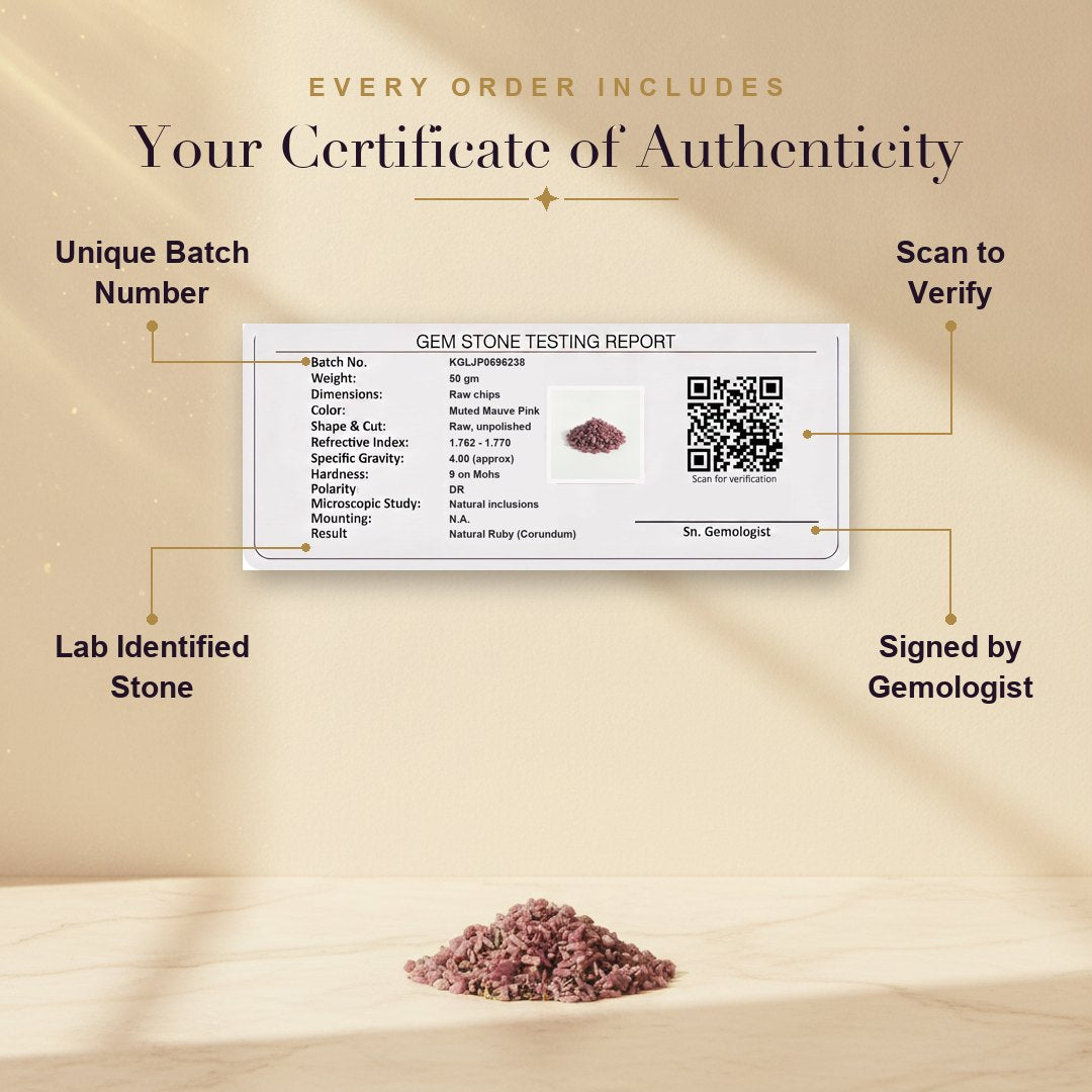 Jal Pravah Ruby - certificate of authenticity