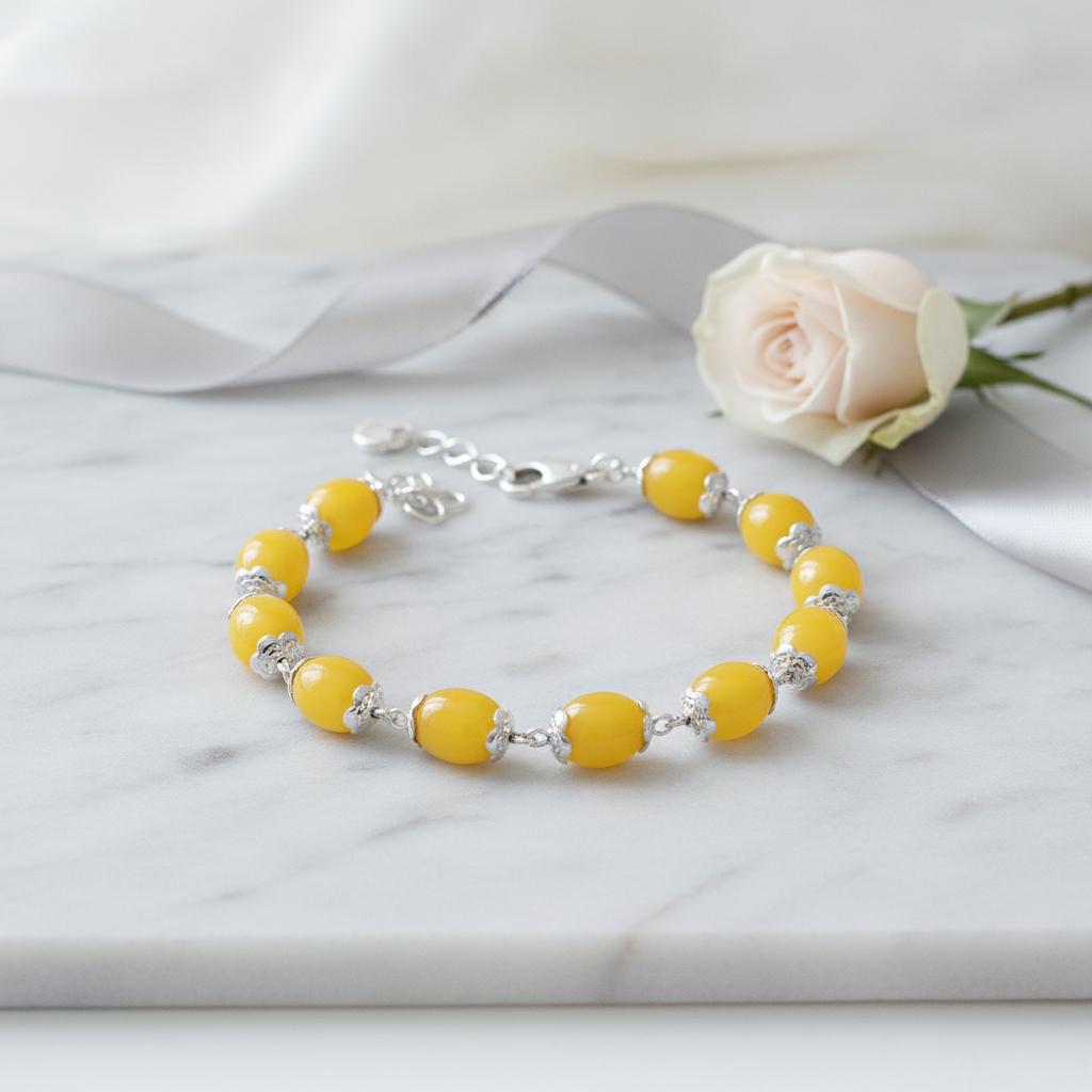 Silver Amber Bracelet — For Sister