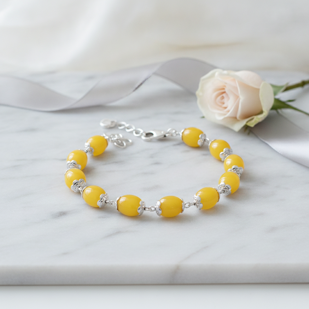 Silver Amber Bracelet — For Sister