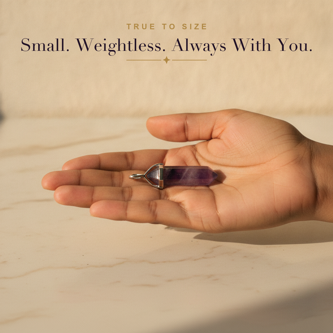 Amethyst Heart Pendant — size in hand
