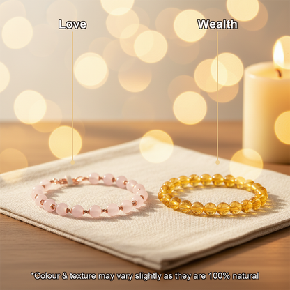 Love & Laxmi Combo (Rose Quartz Bracelet + Citrine Bracelet)
