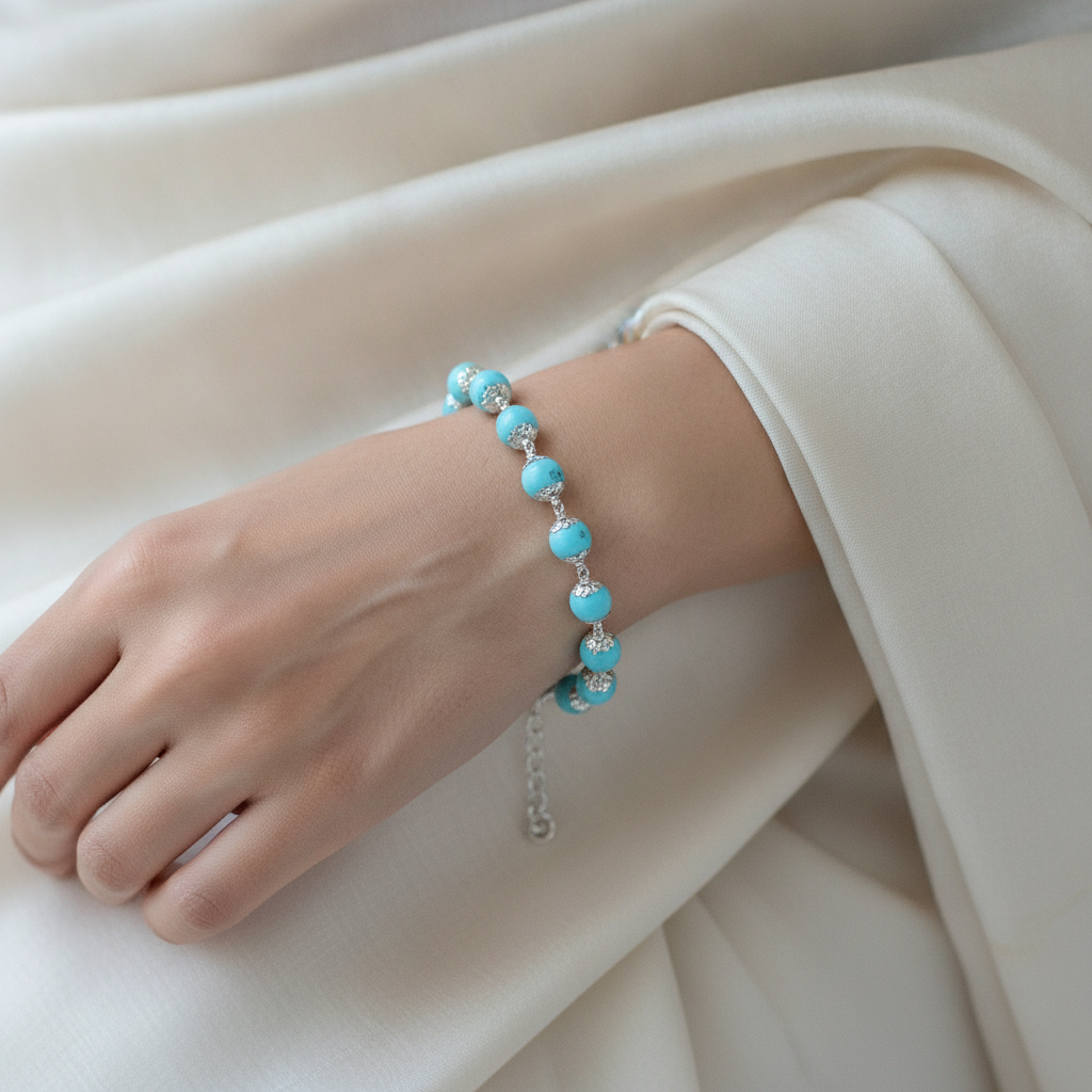Silver Firoza Bracelet worn